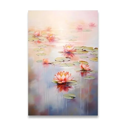 PTHEN Wandkunst Leinwanddrucke Leinwandposter Für Die Wanddekoration, Sonnenblumen-Dekoration, Bilder, Zimmerwanddekoration, Leinwandmalerei, Heimdekoration, Lotuspflanze(U,40X50cm) von PTHEN
