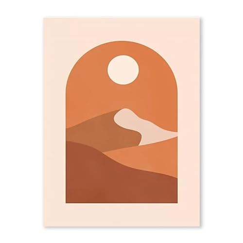 Wandkunst Leinwanddrucke Abstrakte Boho Sonne Berg Fluss Poster Kein Rahmen Leinwand Malerei Nordic Landschaft Bild Wohnzimmer Wand Kunst Dekor(D,50x70cm) von PTHEN