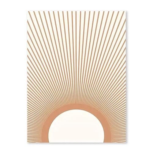 Wandkunst Leinwanddrucke Abstrakte Boho Sonne Berg Fluss Poster Kein Rahmen Leinwand Malerei Nordic Landschaft Bild Wohnzimmer Wand Kunst Dekor(E,30x40cm) von PTHEN