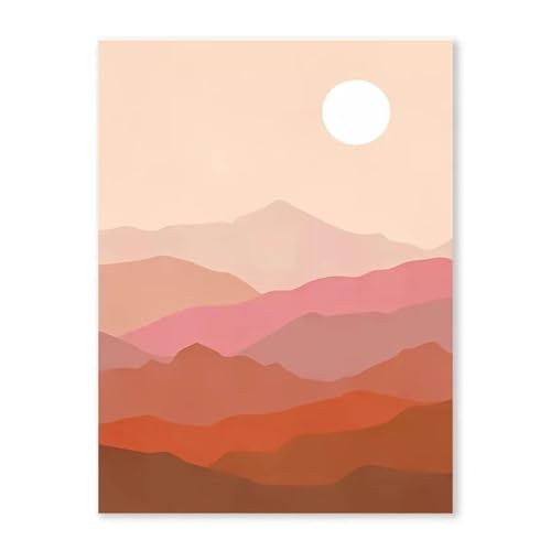 Wandkunst Leinwanddrucke Abstrakte Boho Sonne Berg Fluss Poster Kein Rahmen Leinwand Malerei Nordic Landschaft Bild Wohnzimmer Wand Kunst Dekor(F,30x40cm) von PTHEN