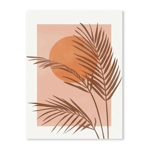 Wandkunst Leinwanddrucke Abstrakte Boho Sonne Berg Fluss Poster Kein Rahmen Leinwand Malerei Nordic Landschaft Bild Wohnzimmer Wand Kunst Dekor(H,20x30cm) von PTHEN