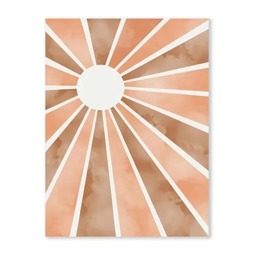 Wandkunst Leinwanddrucke Abstrakte Boho Sonne Berg Fluss Poster Kein Rahmen Leinwand Malerei Nordic Landschaft Bild Wohnzimmer Wand Kunst Dekor(I,40x60cm) von PTHEN