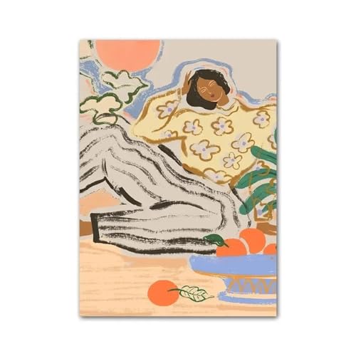 Wandkunst Leinwanddrucke Abstrakte Mädchen Hand Obst Blume Blatt Vase Wand Kunst Leinwand Malerei Nordic Poster Und Drucke Wand Bilder Für Wohnzimmer Dekor(B,40X50cm) von PTHEN