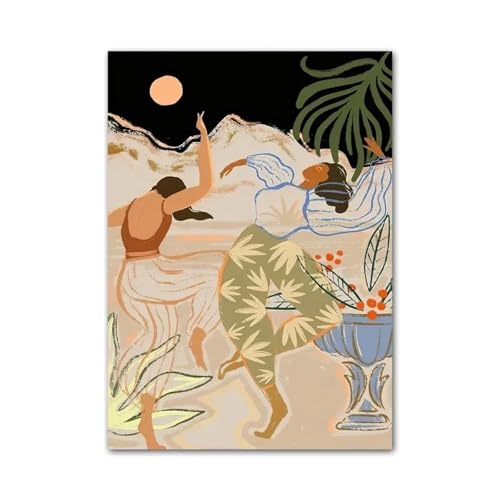 Wandkunst Leinwanddrucke Abstrakte Mädchen Hand Obst Blume Blatt Vase Wand Kunst Leinwand Malerei Nordic Poster Und Drucke Wand Bilder Für Wohnzimmer Dekor(EIN,50x70cm) von PTHEN