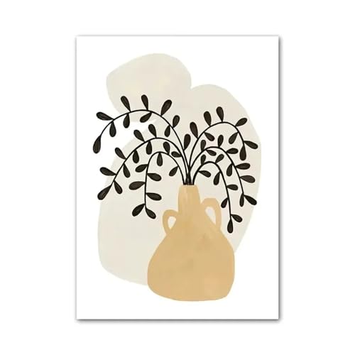 Wandkunst Leinwanddrucke Abstrakte Mädchen Hand Obst Blume Blatt Vase Wand Kunst Leinwand Malerei Nordic Poster Und Drucke Wand Bilder Für Wohnzimmer Dekor(H,30x40cm) von PTHEN