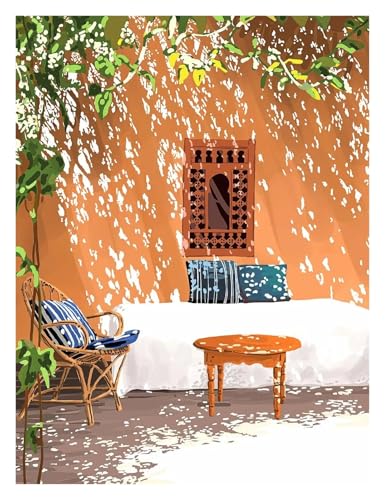 Wandkunst Leinwanddrucke Abstrakte Marokkanische Tropische Dschungel Bauen Wandkunst Leinwand Malerei Poster Keine Rahmen Drucke Wandbilder Für Wohnkultur(B,50x70cm) von PTHEN