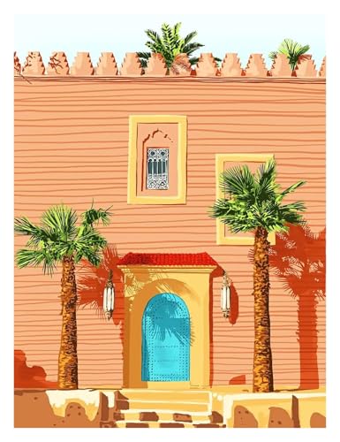 Wandkunst Leinwanddrucke Abstrakte Marokkanische Tropische Dschungel Bauen Wandkunst Leinwand Malerei Poster Keine Rahmen Drucke Wandbilder Für Wohnkultur(F,50x70cm) von PTHEN