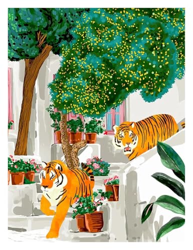 Wandkunst Leinwanddrucke Abstrakte Marokkanische Tropische Dschungel Bauen Wandkunst Leinwand Malerei Poster Keine Rahmen Drucke Wandbilder Für Wohnkultur(M,50x70cm) von PTHEN