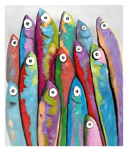 Wandkunst Leinwanddrucke Bunte Fisch Ozean Tier Poster Sardine Hummer Kein Rahmen Druck Leinwand Malerei Wand Kunst Bild Room Bar Cafe Decor(G,20x30cm) von PTHEN