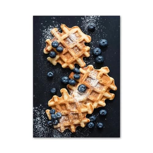 Wandkunst Leinwanddrucke Esstisch Wand Kunstdruck Leinwand Malerei Artischocken Waffeln Heidelbeeren Nordic Poster Küche Decor Bilder Für Wohnzimmer(F,50x70cm) von PTHEN