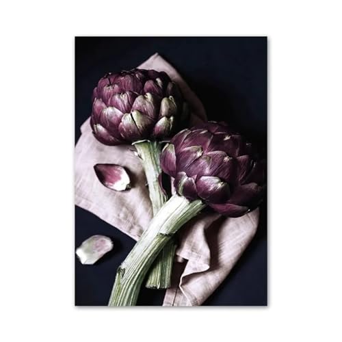 Wandkunst Leinwanddrucke Esstisch Wand Kunstdruck Leinwand Malerei Artischocken Waffeln Heidelbeeren Nordic Poster Küche Decor Bilder Für Wohnzimmer(G,40X50cm) von PTHEN