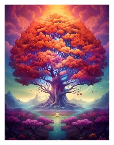 Wandkunst-Leinwanddrucke Fantasie Welt Baum Bonsai Poster Magie Fantasie Neon Drucke Leinwand Malerei Wand Kunst Bilder Hause(E,40x50cm) von PTHEN