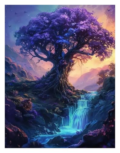 Wandkunst-Leinwanddrucke Fantasie Welt Baum Bonsai Poster Magie Fantasie Neon Drucke Leinwand Malerei Wand Kunst Bilder Hause(F,40x60cm) von PTHEN