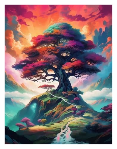 Wandkunst-Leinwanddrucke Fantasie Welt Baum Bonsai Poster Magie Fantasie Neon Drucke Leinwand Malerei Wand Kunst Bilder Hause(J,30x40cm) von PTHEN