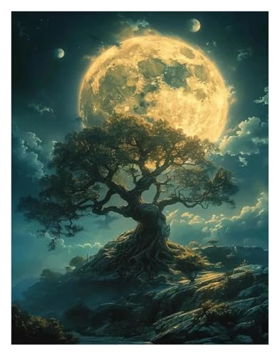 Wandkunst-Leinwanddrucke Fantasie Welt Baum Bonsai Poster Magie Fantasie Neon Drucke Leinwand Malerei Wand Kunst Bilder Hause(K,40x60cm) von PTHEN