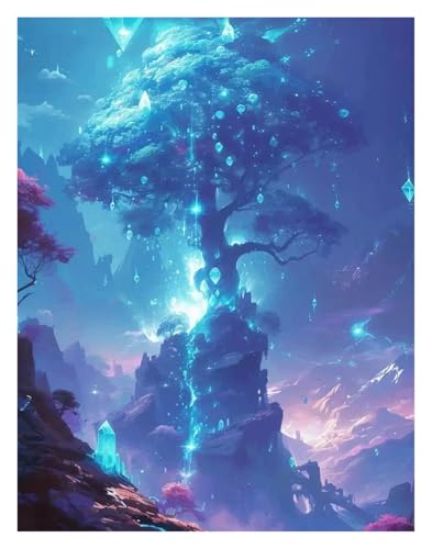 Wandkunst-Leinwanddrucke Fantasie Welt Baum Bonsai Poster Magie Fantasie Neon Drucke Leinwand Malerei Wand Kunst Bilder Hause(N,40x50cm) von PTHEN