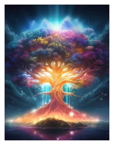 Wandkunst-Leinwanddrucke Fantasie Welt Baum Bonsai Poster Magie Fantasie Neon Drucke Leinwand Malerei Wand Kunst Bilder Hause(U,50x70cm) von PTHEN