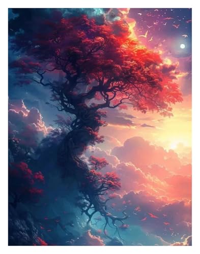 Wandkunst-Leinwanddrucke Fantasie Welt Baum Bonsai Poster Magie Fantasie Neon Drucke Leinwand Malerei Wand Kunst Bilder Hause(V,50x70cm) von PTHEN