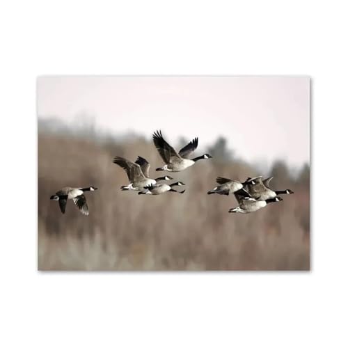 Wandkunst Leinwanddrucke Herbst Natur Ruhigen See Schwan Reed Gras Baum Poster Und Drucke Moderne Wand Kunst Leinwand Malerei Für Wohnzimmer Wohnkultur(F,40x60cm) von PTHEN