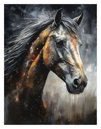 Wandkunst-Leinwanddrucke Holzkohle Und Bunte Ölfarbe Tier Porträts Poster Drucke Leinwand Malerei Wand Kunst Bilder Hause(C,40x50cm) von PTHEN