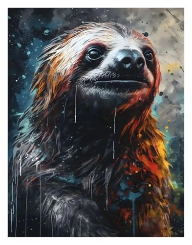 Wandkunst-Leinwanddrucke Holzkohle Und Bunte Ölfarbe Tier Porträts Poster Drucke Leinwand Malerei Wand Kunst Bilder Hause(EIN,40x60cm) von PTHEN