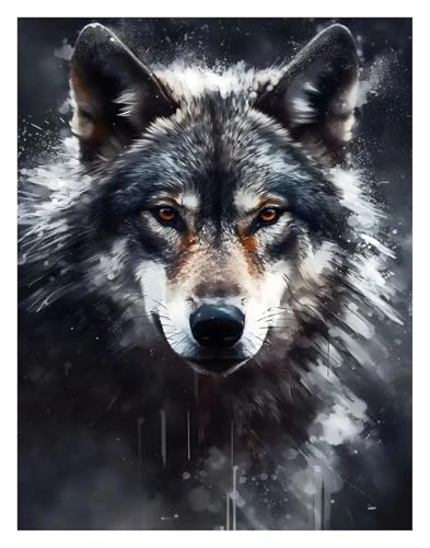Wandkunst-Leinwanddrucke Holzkohle Und Bunte Ölfarbe Tier Porträts Poster Drucke Leinwand Malerei Wand Kunst Bilder Hause(K,50x70cm) von PTHEN