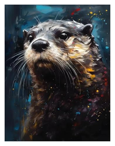 Wandkunst-Leinwanddrucke Holzkohle Und Bunte Ölfarbe Tier Porträts Poster Drucke Leinwand Malerei Wand Kunst Bilder Hause(N,50x70cm) von PTHEN