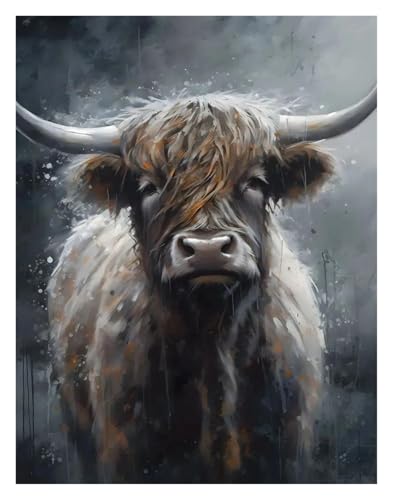 Wandkunst-Leinwanddrucke Holzkohle Und Bunte Ölfarbe Tier Porträts Poster Drucke Leinwand Malerei Wand Kunst Bilder Hause(O,40x50cm) von PTHEN