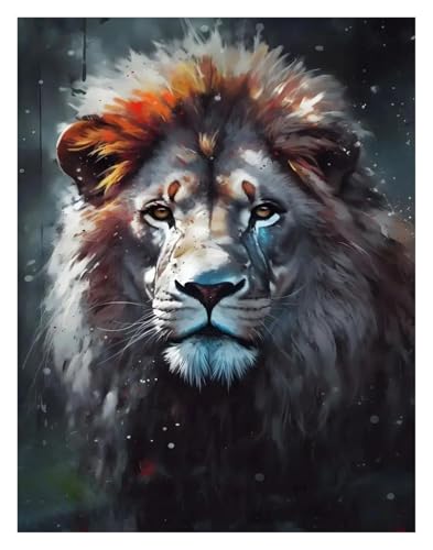 Wandkunst-Leinwanddrucke Holzkohle Und Bunte Ölfarbe Tier Porträts Poster Drucke Leinwand Malerei Wand Kunst Bilder Hause(P,40x60cm) von PTHEN