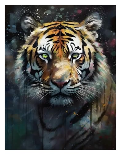 Wandkunst-Leinwanddrucke Holzkohle Und Bunte Ölfarbe Tier Porträts Poster Drucke Leinwand Malerei Wand Kunst Bilder Hause(R,50x70cm) von PTHEN