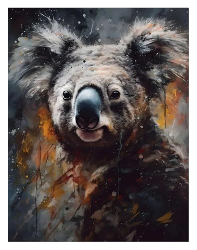 Wandkunst-Leinwanddrucke Holzkohle Und Bunte Ölfarbe Tier Porträts Poster Drucke Leinwand Malerei Wand Kunst Bilder Hause(T,40x60cm) von PTHEN