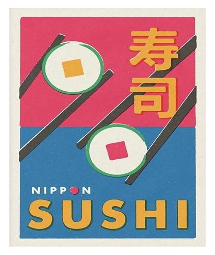 Wandkunst Leinwanddrucke Japanische Kunst Ramen Sake Sumo Bonsai Matchbox Label Poster Leinwand Malerei Abstrakte Wand Bild Für Wohnzimmer Dekoration(N,50x70cm) von PTHEN