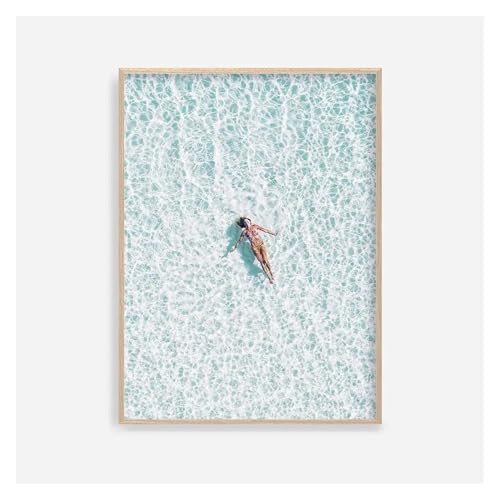Wandkunst-Leinwanddrucke Ozean Wellen Meer Skyline Fotografie Poster Blau Strand Küstenlandschaften Leinwand Malerei(F,40x60cm) von PTHEN