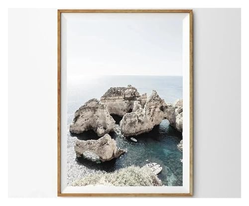 Wandkunst-Leinwanddrucke Ozean Wellen Meer Skyline Fotografie Poster Blau Strand Küstenlandschaften Leinwand Malerei(H,30x40cm) von PTHEN