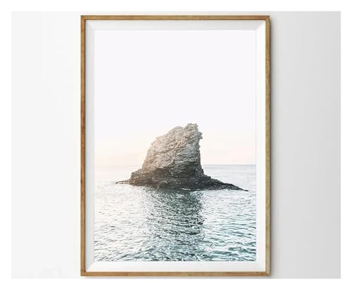 Wandkunst-Leinwanddrucke Ozean Wellen Meer Skyline Fotografie Poster Blau Strand Küstenlandschaften Leinwand Malerei(M,30x40cm) von PTHEN