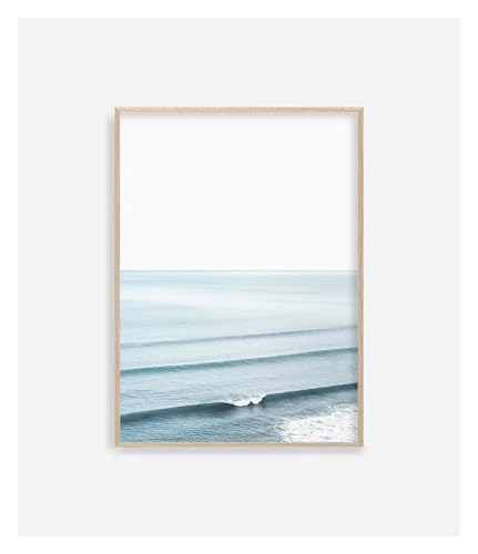 Wandkunst-Leinwanddrucke Ozean Wellen Meer Skyline Fotografie Poster Blau Strand Küstenlandschaften Leinwand Malerei(N,40x60cm) von PTHEN