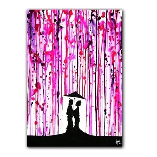 Wandkunst Leinwanddrucke Paar Küssen Tanzen Im Regen Banksy Poster Drucken Moderne Wand Kunst Leinwand Malerei Für Wohnzimmer Wohnkultur(D,20x30cm) von PTHEN