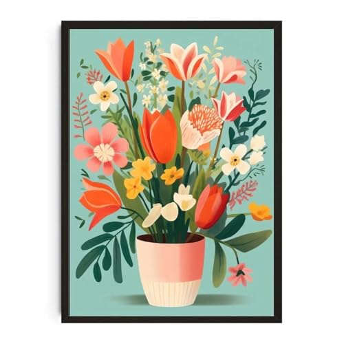 Wandkunst Leinwanddrucke Pflanzentopf Aquarell Poster Familie Garten Zimmerpflanze Botanische Leinwand Druck Wand Kunst Bild Für Wohnzimmer Wohnkultur(N,40x60cm) von PTHEN
