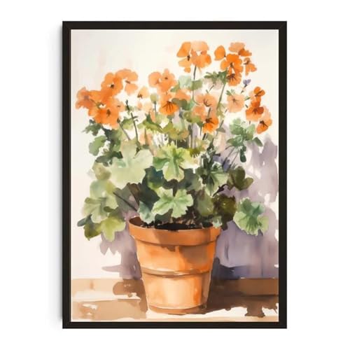 Wandkunst Leinwanddrucke Pflanzentopf Aquarell Poster Familie Garten Zimmerpflanze Botanische Leinwand Druck Wand Kunst Bild Für Wohnzimmer Wohnkultur(R,20x30cm) von PTHEN