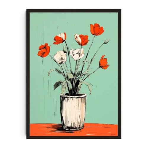 Wandkunst Leinwanddrucke Pflanzentopf Aquarell Poster Familie Garten Zimmerpflanze Botanische Leinwand Druck Wand Kunst Bild Für Wohnzimmer Wohnkultur(X,50x70cm) von PTHEN