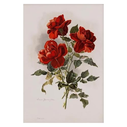 Wandkunst Leinwanddrucke Retro Japanische Blumendarstellung Poster Natur Botanische Blume Dahlie Sakura Azalee Leinwand Malerei Wand Kunst Zimmer Wohnkultur(U,30x40cm) von PTHEN