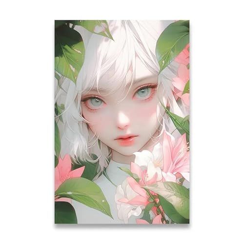 Wandkunst Leinwanddrucke Rosa Behaarte Mädchen Poster Drucken Wandkunst Leinwand Malerei Für Wohnzimmer Home Decor(B,40x50cm) von PTHEN