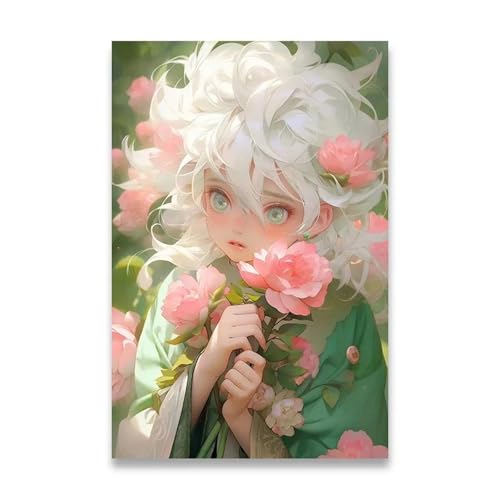 Wandkunst Leinwanddrucke Rosa Behaarte Mädchen Poster Drucken Wandkunst Leinwand Malerei Für Wohnzimmer Home Decor(C,40x60cm) von PTHEN