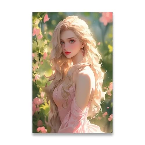 Wandkunst Leinwanddrucke Rosa Behaarte Mädchen Poster Drucken Wandkunst Leinwand Malerei Für Wohnzimmer Home Decor(D,20x30cm) von PTHEN