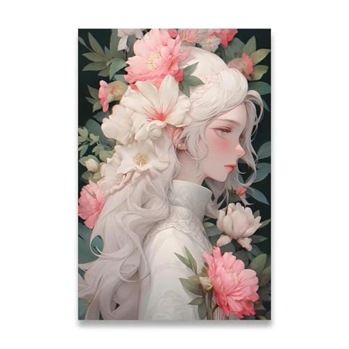 Wandkunst Leinwanddrucke Rosa Behaarte Mädchen Poster Drucken Wandkunst Leinwand Malerei Für Wohnzimmer Home Decor(E,30x40cm) von PTHEN