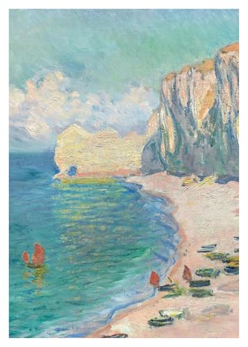 Wandkunst-Leinwanddrucke Seerosen/Frau Mit Sonnenschirm/Etretat Strand Poster Claude Monet Leinwand Gemälde Impressionist(M,40x50cm) von PTHEN