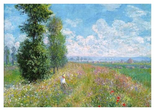 Wandkunst-Leinwanddrucke Seerosen/Frau Mit Sonnenschirm/Etretat Strand Poster Claude Monet Leinwand Gemälde Impressionist(M,50x70cm) von PTHEN
