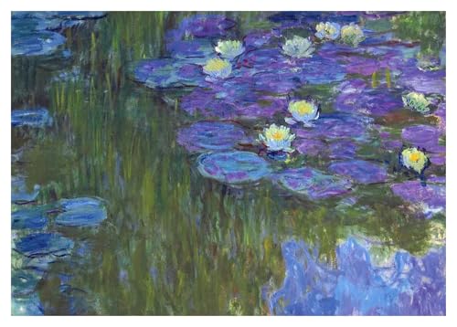 Wandkunst-Leinwanddrucke Seerosen/Frau Mit Sonnenschirm/Etretat Strand Poster Claude Monet Leinwand Gemälde Impressionist(O,40x50cm) von PTHEN