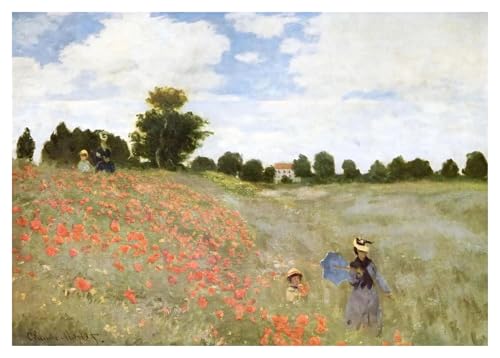 Wandkunst-Leinwanddrucke Seerosen/Frau Mit Sonnenschirm/Etretat Strand Poster Claude Monet Leinwand Gemälde Impressionist(S,30x40cm) von PTHEN