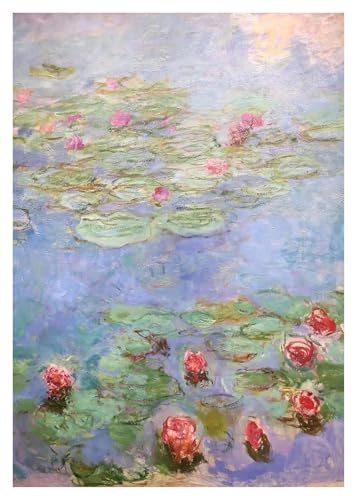 Wandkunst-Leinwanddrucke Seerosen/Frau Mit Sonnenschirm/Etretat Strand Poster Claude Monet Leinwand Gemälde Impressionist(T,40x60cm) von PTHEN